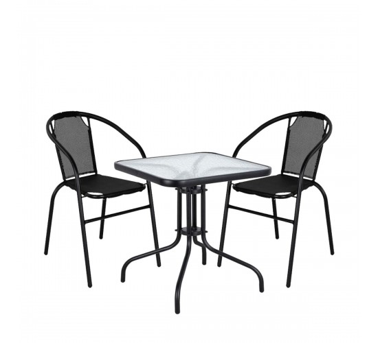 Σετ Τραπεζαρία Κήπου ArteLibre MARS Μέταλλο Μαύρο/Γκρι Με 2 Πολυθρόνες