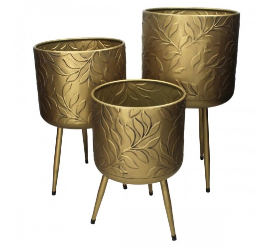 Κασπώ ArteLibre Φύλλο Χρυσό Μέταλλο 25x25x46.5cm Σετ 3Τμχ