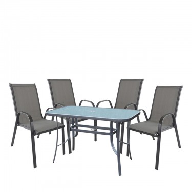 Σετ Τραπεζαρία Κήπου ArteLibre SUN Μέταλλο Γκρι Με 4 Πολυθρόνες