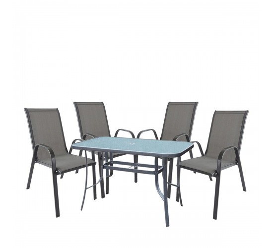 Σετ Τραπεζαρία Κήπου ArteLibre SUN Μέταλλο Γκρι Με 4 Πολυθρόνες