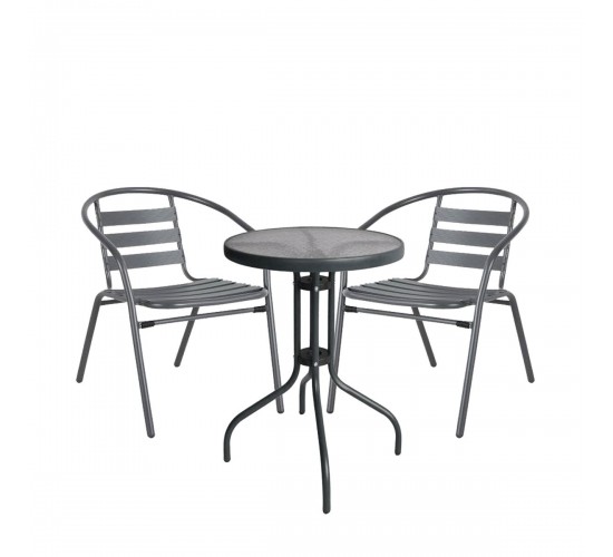 Σετ Τραπεζαρία Κήπου ArteLibre EARTH Μέταλλο Γκρι Με 2 Πολυθρόνες