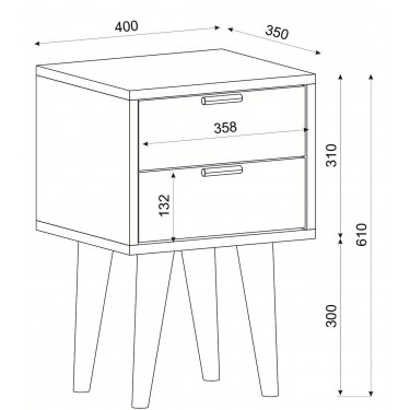 Κομοδίνο ArteLibre KITHIRA Φυσικό/Λευκό Μελαμίνη 40x35x61cm