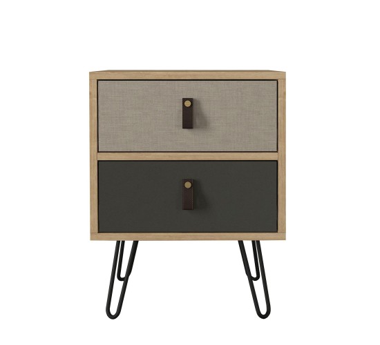 Κομοδίνο ArteLibre TILOS Φυσικό/Ανθρακί/Ανοιχτό Καφέ 45x39x60cm