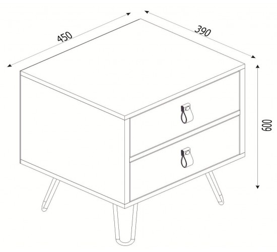 Κομοδίνο ArteLibre TILOS Φυσικό/Ανθρακί/Ανοιχτό Καφέ 45x39x60cm