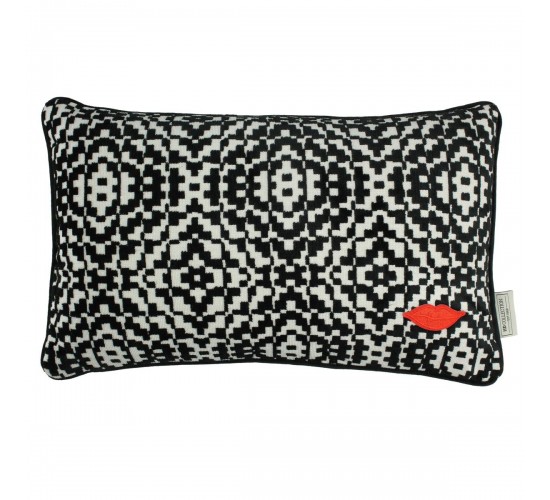 Μαξιλάρι ArteLibre Σχέδια Με Χείλη Βελούδο Μαύρο 30x50cm