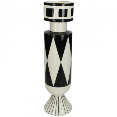 Βάζο ArteLibre Με Σχέδιο Μαύρο Δολομίτης 11x11x39cm