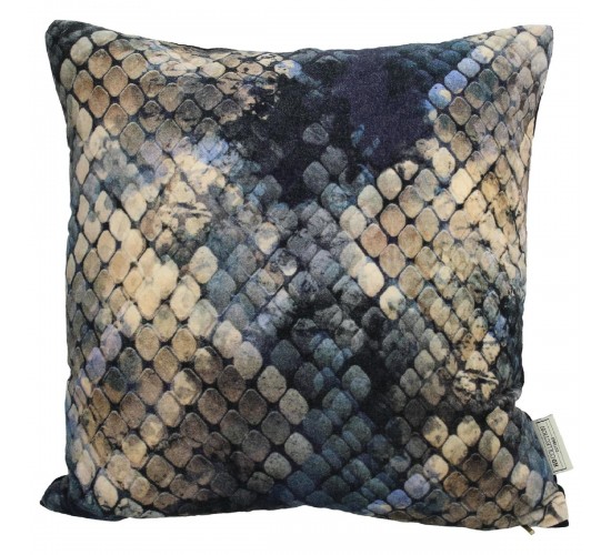 Μαξιλάρι ArteLibre Δέρμα Φιδιού Μπλε Βελούδο 45x45cm