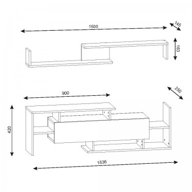 Σύνθετο ArteLibre DREAM Φυσικό 153.6x25x42cm