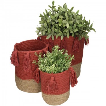 Καλάθι ArteLibre Κοραλί Βαμβακερό 25x25x25cm Σετ 3Τμχ