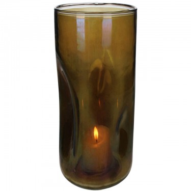 Κηροπήγιο ArteLibre Καφέ Γυαλί 15x15x26cm