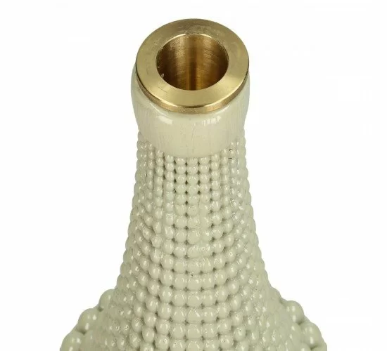 Κηροπήγιο Χάντρες Μπεζ Polyresin 10.8x10.8x19.3cm Κηροπήγιο Χάντρες Μπεζ Polyresin 10.8x10.8x19.3cm