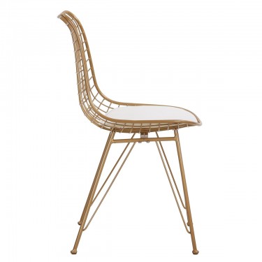 Καρέκλα Μεταλλική ArteLibre FAGUS Με Μαξιλάρι Χρυσό 49x58x83.5cm