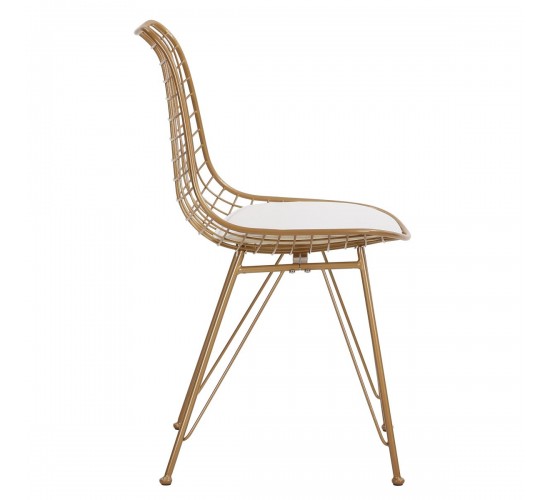 Καρέκλα Μεταλλική ArteLibre FAGUS Με Μαξιλάρι Χρυσό 49x58x83.5cm