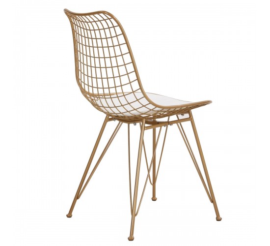 Καρέκλα Μεταλλική ArteLibre FAGUS Με Μαξιλάρι Χρυσό 49x58x83.5cm