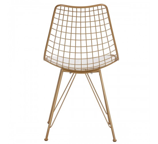 Καρέκλα Μεταλλική ArteLibre FAGUS Με Μαξιλάρι Χρυσό 49x58x83.5cm