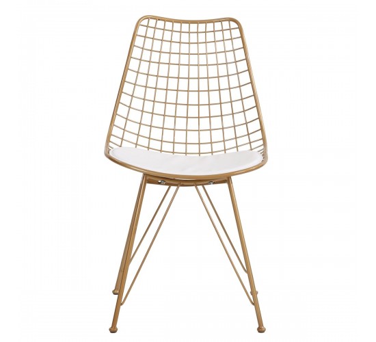 Καρέκλα Μεταλλική ArteLibre FAGUS Με Μαξιλάρι Χρυσό 49x58x83.5cm