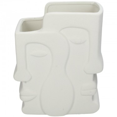 Βάζο ArteLibre Πρόσωπο Λευκό Κεραμικό 17.5x9.3x20.8cm