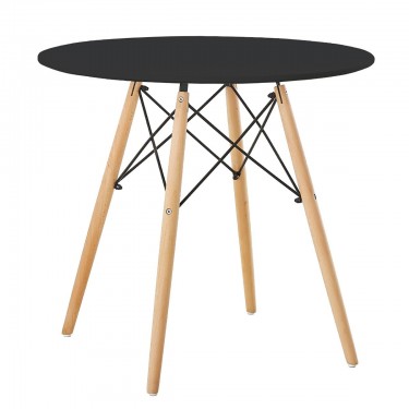 Τραπέζι ArteLibre RAPTOR Μαύρο MDF/Ξύλο Φ80x74cm