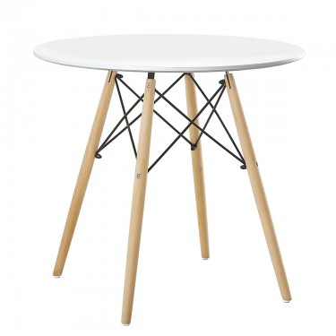 Τραπέζι ArteLibre RAPTOR Λευκό MDF/Ξύλο Φ80x74cm