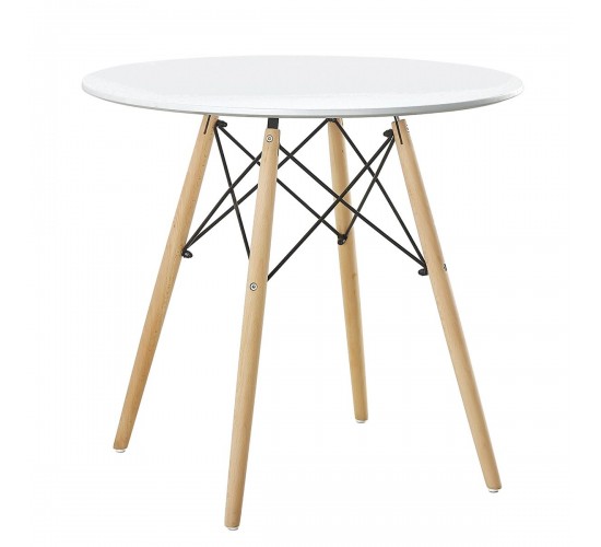 Τραπέζι ArteLibre RAPTOR Λευκό MDF/Ξύλο Φ80x74cm