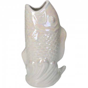 Βάζο ArteLibre Ψάρι Ιβουάρ Κεραμικό 15.5x10.5x28cm