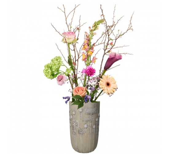 Κασπώ ArteLibre Λουλούδια Ιβουάρ Τσιμέντο 18x18x30cm