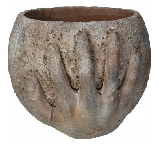 Κασπώ ArteLibre Χέρια Καφέ Τσιμέντο 26x22x17cm