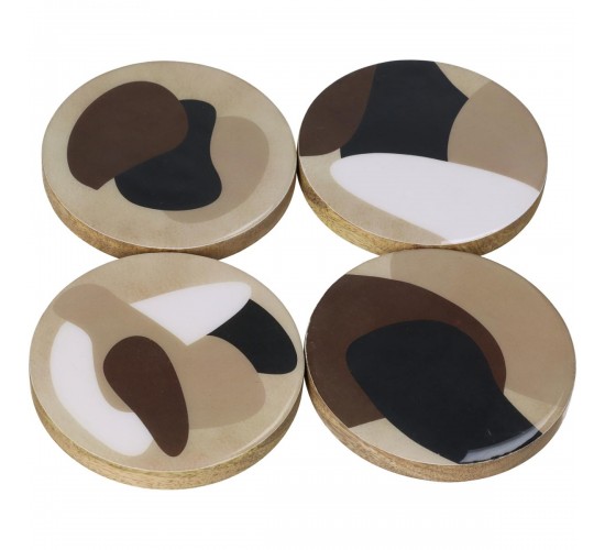 Σουβέρ ArteLibre Μπεζ Ξύλο 10x10x1cm Σετ 4Τμχ