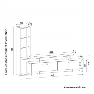 Σύνθετο ArteLibre KENTUCKY Sapphire/Λευκό Μοριοσανίδα 168x30x120cm