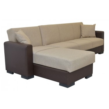 Καναπές Κρεβάτι Γωνιακός ArteLibre JOSE Μπεζ/Καφέ PU 270x150x86cm