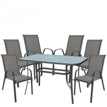 Σετ Τραπεζαρία Κήπου ArteLibre SUN Μέταλλο Γκρι Με 6 Πολυθρόνες 14990105