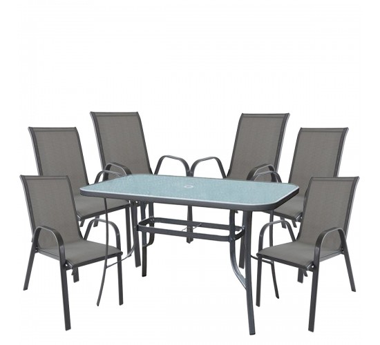 Σετ Τραπεζαρία Κήπου ArteLibre SUN Μέταλλο Γκρι Με 6 Πολυθρόνες 14990105