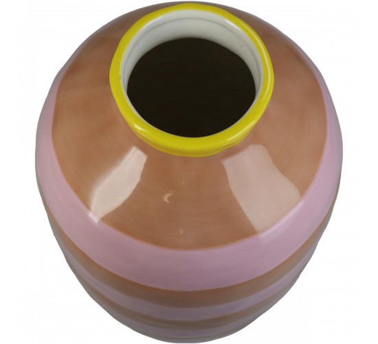 Βάζο Με Ρίγες Ροζ Δολομίτης 17.6x17.6x26.4cm Βάζο Με Ρίγες Ροζ Δολομίτης 17.6x17.6x26.4cm