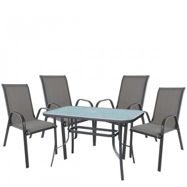Σετ Τραπεζαρία Κήπου ArteLibre SUN Μέταλλο Γκρι Με 4 Πολυθρόνες 14990109