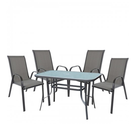 Σετ Τραπεζαρία Κήπου ArteLibre SUN Μέταλλο Γκρι Με 4 Πολυθρόνες 14990109