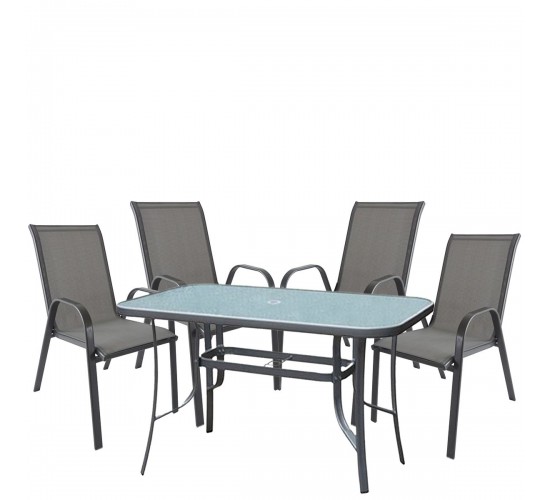 Σετ Τραπεζαρία Κήπου ArteLibre SUN Μέταλλο Γκρι Με 4 Πολυθρόνες 14990110