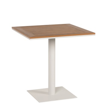 Τραπέζι Κήπου ArteLibre NAMIBIA Λευκό/Καρυδί Αλουμίνιο/Ξύλο 70x70x72cm