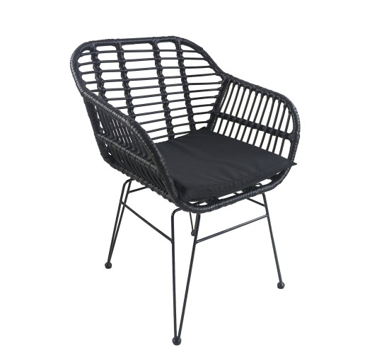 Καρέκλα Κήπου ArteLibre ACTORIUS Μαύρο Μέταλλο/Rattan 57x53x81cm Καρέκλα Κήπου ArteLibre ACTORIUS Μαύρο Μέταλλο/Rattan 57x53x81cm