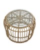 Τραπεζάκι Κήπου ArteLibre ALBIUS Φυσικό Rattan/Μέταλλο/Γυαλί Φ50x35cm