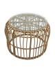 Τραπεζάκι Κήπου ArteLibre ALBIUS Φυσικό Rattan/Μέταλλο/Γυαλί Φ50x35cm