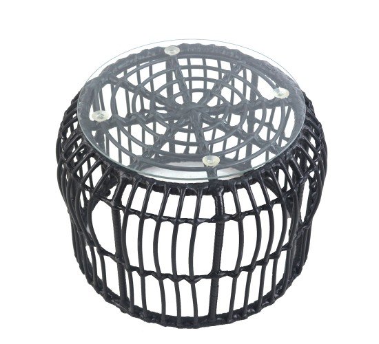 Τραπεζάκι Κήπου ALBIUS Μαύρο Rattan/Μέταλλο/Γυαλί Φ50x35cm Τραπεζάκι Κήπου ALBIUS Μαύρο Rattan/Μέταλλο/Γυαλί Φ50x35cm