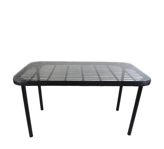 Τραπέζι Κήπου AMPLAS Μαύρο Μέταλλο/Rattan/Γυαλί 140x80x73cm Τραπέζι Κήπου AMPLAS Μαύρο Μέταλλο/Rattan/Γυαλί 140x80x73cm