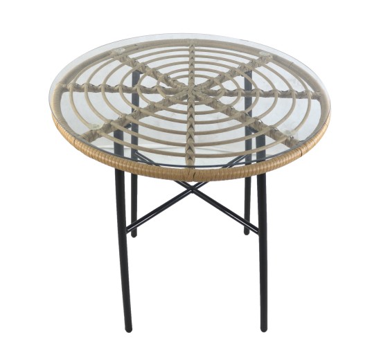 Τραπέζι Κήπου ArteLibre APPIUS Φυσικό/Μαύρο Μέταλλο/Rattan/Γυαλί 70x70x74cm Τραπέζι Κήπου ArteLibre APPIUS Φυσικό/Μαύρο Μέταλλο/Rattan/Γυαλί 70x70x74cm