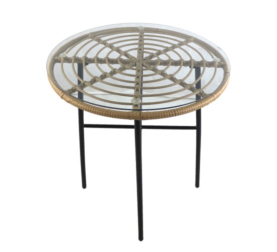 Τραπέζι Κήπου ArteLibre APPIUS Φυσικό/Μαύρο Μέταλλο/Rattan/Γυαλί 70x70x74cm Τραπέζι Κήπου ArteLibre APPIUS Φυσικό/Μαύρο Μέταλλο/Rattan/Γυαλί 70x70x74cm