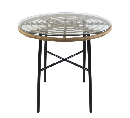 Τραπέζι Κήπου ArteLibre APPIUS Φυσικό/Μαύρο Μέταλλο/Rattan/Γυαλί 70x70x74cm Τραπέζι Κήπου ArteLibre APPIUS Φυσικό/Μαύρο Μέταλλο/Rattan/Γυαλί 70x70x74cm
