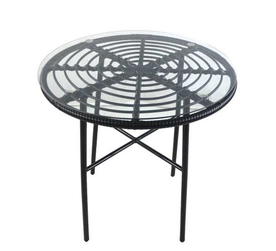Τραπέζι Κήπου ArteLibre APPIUS Μαύρο Μέταλλο/Rattan/Γυαλί 70x70x74cm Τραπέζι Κήπου ArteLibre APPIUS Μαύρο Μέταλλο/Rattan/Γυαλί 70x70x74cm