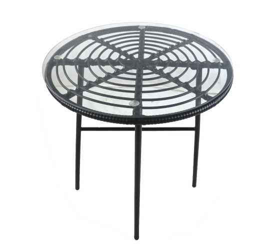 Τραπέζι Κήπου ArteLibre APPIUS Μαύρο Μέταλλο/Rattan/Γυαλί 70x70x74cm Τραπέζι Κήπου ArteLibre APPIUS Μαύρο Μέταλλο/Rattan/Γυαλί 70x70x74cm
