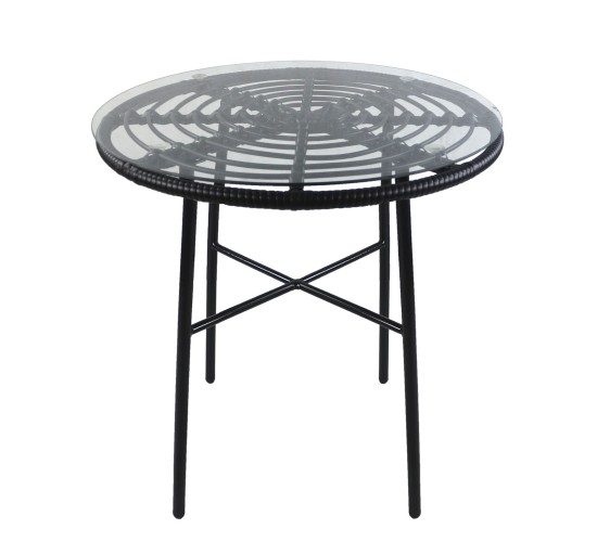 Τραπέζι Κήπου ArteLibre APPIUS Μαύρο Μέταλλο/Rattan/Γυαλί 70x70x74cm Τραπέζι Κήπου ArteLibre APPIUS Μαύρο Μέταλλο/Rattan/Γυαλί 70x70x74cm