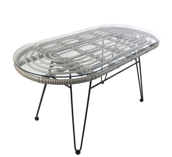 Τραπέζι Κήπου ARRIUS Γκρι/Μαύρο Μέταλλο/Rattan/Γυαλί 100x45x46cm Τραπέζι Κήπου ARRIUS Γκρι/Μαύρο Μέταλλο/Rattan/Γυαλί 100x45x46cm