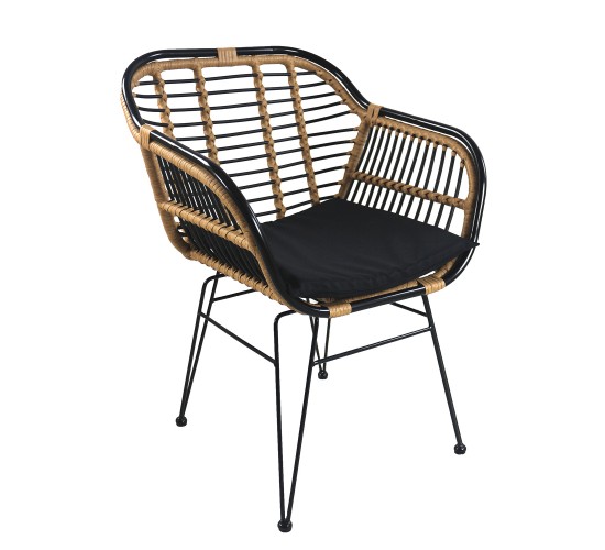 Καρέκλα Κήπου ArteLibre ATINIUS Φυσικό/Μαύρο Μέταλλο/Rattan 58x62x82cm Καρέκλα Κήπου ArteLibre ATINIUS Φυσικό/Μαύρο Μέταλλο/Rattan 58x62x82cm